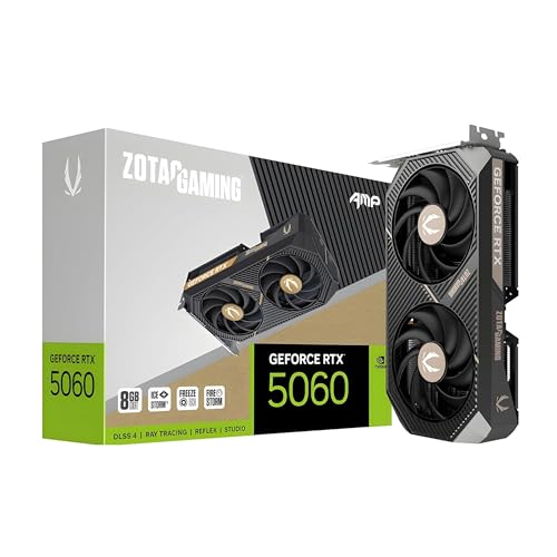 Image of ZOTAC Gaming GeForce RTX 5060 AMP Graphics Card - Black | 8 GB GDDR7 | DLSS 4 | 128 Bit | PCIE 5.0 | SFF Ready | 3840 CUDA Cores | IceStorm 2.0 Cooling | ZT-B50600F-10M