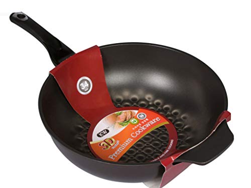 3D Marble Non-Stick, Non-Scratch Coating Wok Pan. (Made in Korea). (34cm)