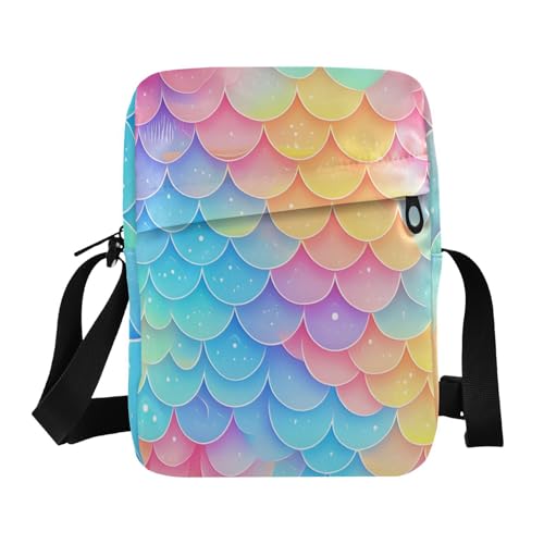 Rainbow Fish Scale Colorful small messenger bag for women men shoulder bag Women's Purses Adjustable Strap for Shopping Travel