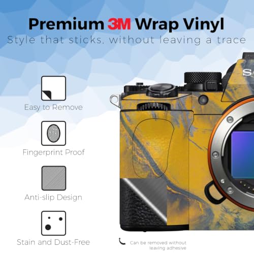 Image of Camera Skin Compatible with Sony Alpha A7 Mark V (2025) - Yellow Spill - Premium 3M Vinyl Protective Wrap Decal Cover - Easy to Apply | Crafted in the USA by MightySkins