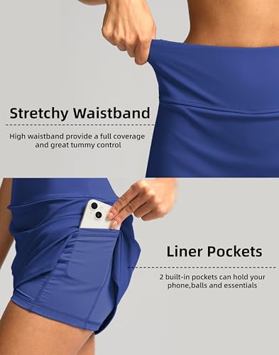 Image of SANTINY Women's Golf Skirts Skorts High Waisted Tennis Skirt Athletic Workout Casual Skorts for Woman with Short Pockets