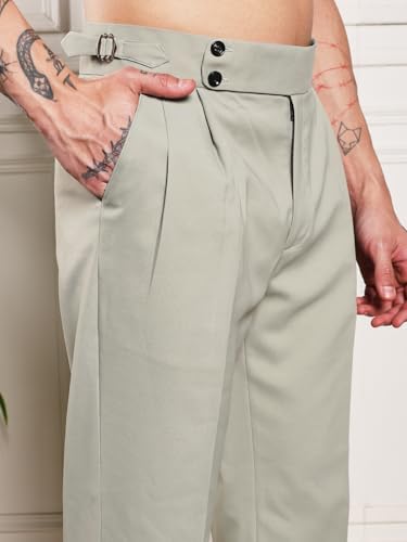 Image of Gurkha Pants for Men | Trouser for Men | Formal Pant | Double Button | Loose Fit Trouser High Waist Pleated Casual Trousers | Vintage Straight Leg Pants for Office Smart Casual Travel Party