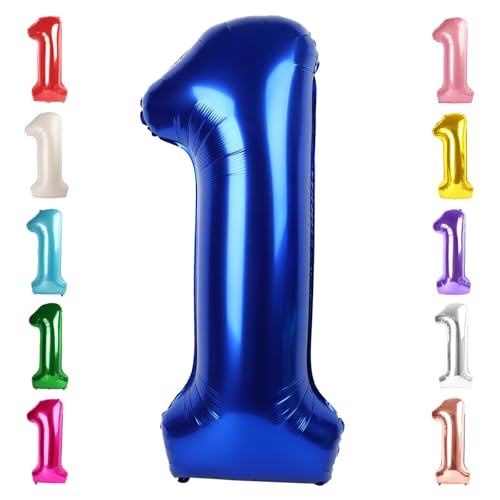 Image of 1 Balloon Numbers Birthday Decorations, 40In Navy Blue Balloons for Party | Eye-catching Appearance, Perfect Decorative Centerpieces, Convenient Self-sealing Structure, Widely for Various Occasions