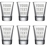 Personalized Set of 6 Custom Shot Glass Glasses (1.75oz) Free Engraving Groomsman and Bridesmaid Wedding Favor Gift For Him, For Her, For Boys, For Girls, For Husband, For Wife (Single Side Engraving)
