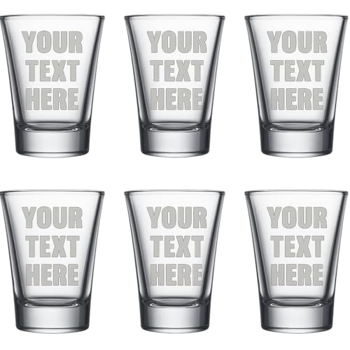 Product Image of the Personalized Set of 6 Custom Shot Glass Glasses (1.75oz) Free Engraving Groomsman and Bridesmaid Wedding Favor Gift For Him, For Her, For Boys, For Girls, For Husband, For Wife (Single Side Engraving)