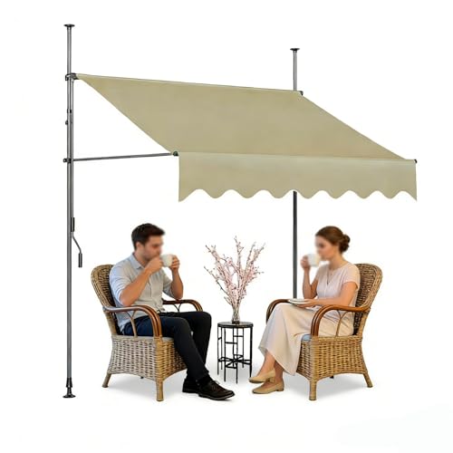Toldo retráctil para patio con manivela manual de poliéster impermeable 2