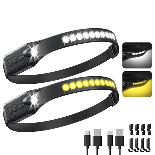 Rechargeable Headlamp 2PCS, 40H Long Lasting Battery