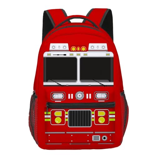 YOZIRIBO Mochila de ônibus escolar para crianças, mochila engraçada para ensino fundamental, Caminhão de bombeiros, Large, Jogo