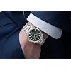Geoffrey Beene Men's Decorative Subdials Metal Dress Watch, Genuine Diamond Accent Dial, Classic Quartz, Date, Elegant Design (Green/Silver)