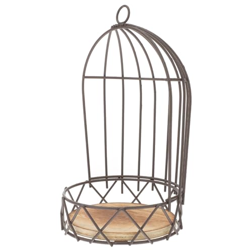 PRETYZOOM Decorative Birdcage Flower Stand Vintage Style Hanging Bird Cage Candle Holder Mini Succulent Planter for Home D Cor and Festival Table Centerpiece 4.7X4.7X9.4 Inches