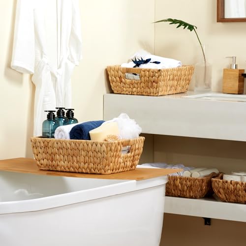 ROSOS Water Hyacinth Wicker Baskets 2 Pack, Large Storage Basket With Handles for Organizing, Handmade Natural - Thumbnail 2