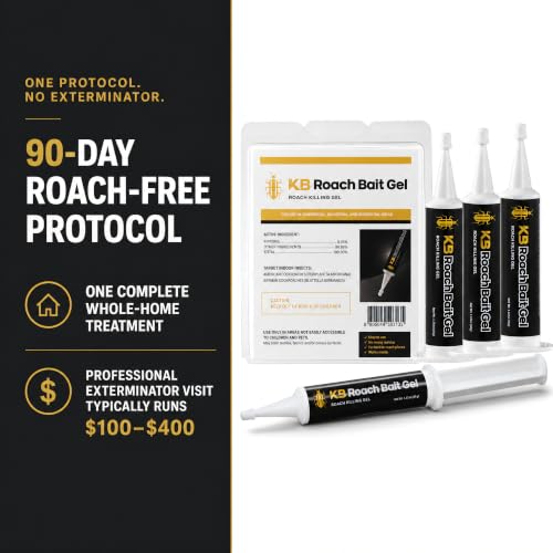 Image of German Roach Killer Indoor Infestation for Home | 97~99% Lab-Tested Mortality in 14 Days - 0.05% Fipronil | 90-Day Whole-Home Protocol, 4 Syringes