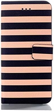 Case for iPhone6, Lines Stripes Design Leather Wallet Card Flip Case Stand Cover Skin for Apple iPhone 6 (brown)