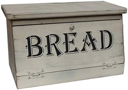 Farmhouse Rustic Bread Box with Distressed Buttermilk Finish