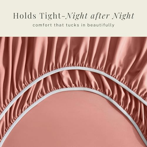 Image of Hearth & Harbor Extra Deep Pocket Sheets - Fits Mattress 18-24 Inches Deep - Extra Deep Pocket Twin Sheets Sets - 4 Piece Twin Size - Misty Rose