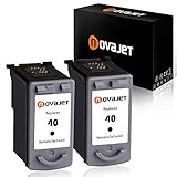 Novajet 2PK Remanufactured Ink Cartridge Replacement For Canon PG-40 0615B002 (2 Black) Comptaible With Canon PIXMA MP150 160 450 460 MX300 IP1600 1800 2600