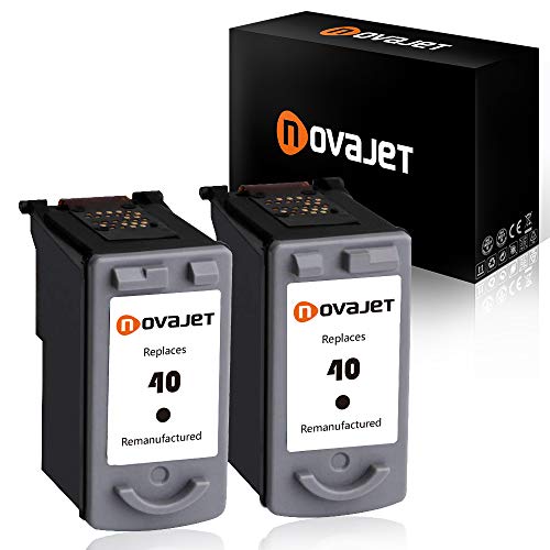 Novajet 2 PK Remanufactured Ink Cartridge Replacement for Canon PG-40 PG 40 Comptaible with Canon PIXMA MP150 160 450 460 MX300 IP1600 2600 (2 Black)