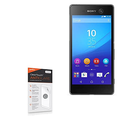 BoxWave Screen Protector Compatible with Sony Xperia M5 - ClearTouch Anti-Glare (2-Pack), Anti-Fingerprint Matte Film Skin