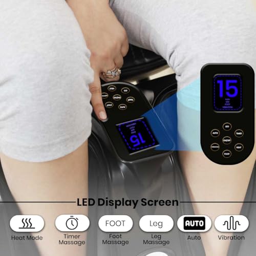 Image of JSB HF04 Pro Leg Massager for Pain Relief in Foot & Calf with Human Hands Like Pressing, Heat, Vibration & Reflexology Rollers (Red-Black)