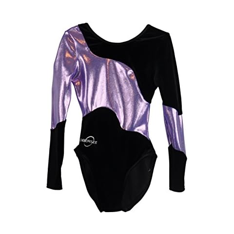 Obersee Girls Gymnastics Leotards One-Piece Athletic Activewear Girl's Dance Outfit Girls' & Women's Sizes - Long Arm Lilac Swerve | CS Child (4-6 years) | O3GL025CS Cover