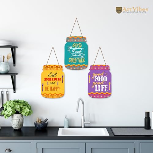 Image of Artvibes Good Food Good Life Quotes Wall Hanger for Home Decor | Gifts | Wall Art | Decoration Wooden Hanging Items | Kitchen Wood Design | Quotes Decor Items | Decorative Artworks (WH 8909NN)