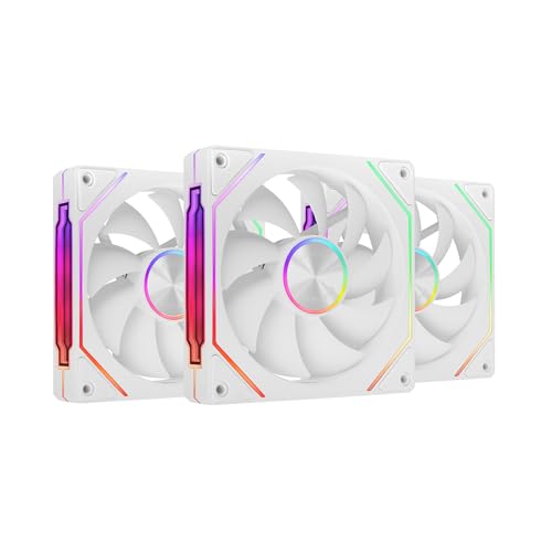Mars Gaming MF-LINKFINITYKIT2, Kit 3x Ventiladores Modulares PWM 120mm, Iluminación ARGB Infinity Mirror, Sistema Modular LINKFINITY y Conexión Magnética, Configuración Flexible 2+1 Sin Cables, Blanco