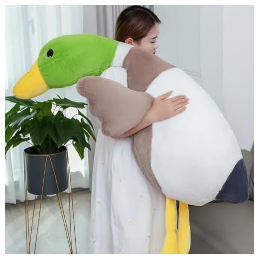 Pasrdqoyp Mallard Duck Plush,Mallard Duck Stuffed Animals, Soft Furry Duck Stuffed Animal Pillow,Huge Duck Plush Hugging Pillow Gifts for Every Age (29.5in)