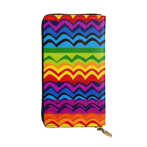 Gay Pride Rainbow Pattern Wallet for Men Women Long Purse Leather Clutch Large Business Handbag Travel Phone Holder Credit Card Holder Money Case with Zipper Leather Wallets Gift