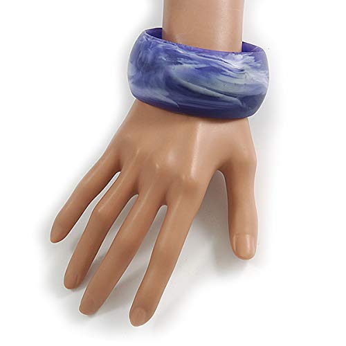 Bracelet jonc acrylique violet flou et blanc à finition mate durable