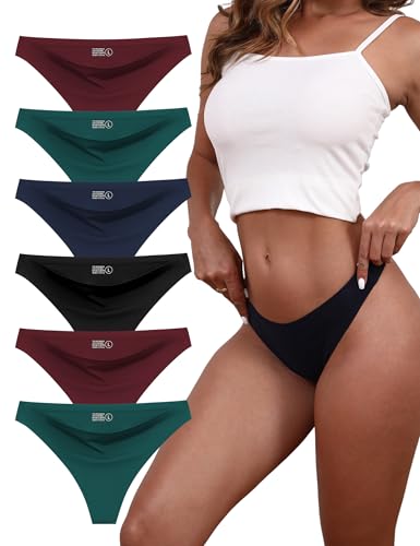 Image of Seamless Underwear for Women, No Show Stretch Bikini Panties, Silk Crotch, Invisible Hipster, 6-Pack