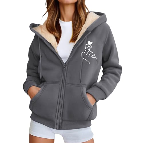 Womens Sherpa Lined Zip Up Hoodies Oversize Graphic Print Fall Y2k Casual Jacket Mens Long Sleeve Hoodie Sweatshirts