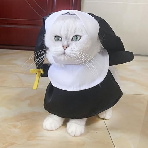 Disfraz de monja para perros y gatos pequeños Halloween miniatura 5