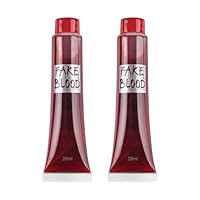 2 Packs Fake Blood Tubes 28ml - Halloween Vampire Zombie Makeup, Realistic SFX for Theatrical Wounds, Scars & Costume Parties, Suitable for Face & Body