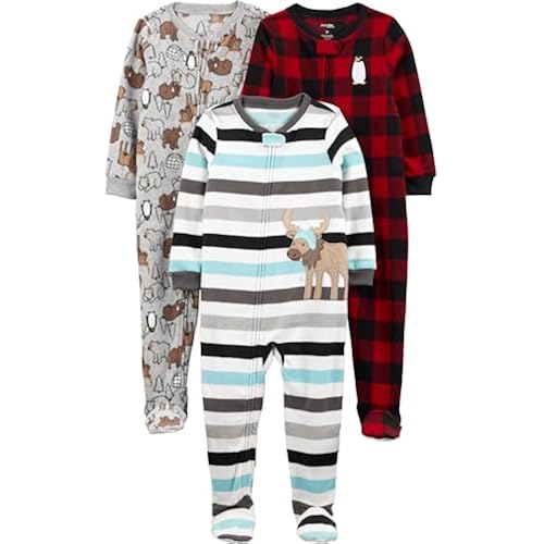 Simple Joys by Carter's Baby Boys Loose-Fit Flame Resistant Fleece Footed Pajamas