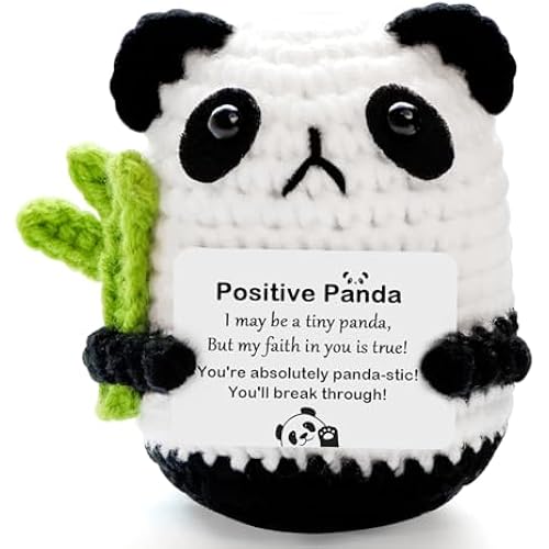 Cute Crochet Panda Toy, Emotional Support Birthday Gifts for Girls Teens Students, Handmade Home Room Decor