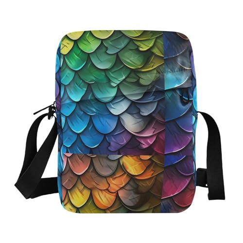 Crossbody Bag Mermaid Scale Messenger Bag for Women Men Purse Shoulder Bag Satchel Bag with Adjustable Strap 214B1384