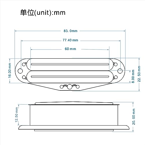 FLEOR Alnico 5 Hot Rail Humbucker Single-Coil-Sized Pickup Neck+Middle+Bridge Pickup Set, Full Black, Full Black N+M+B Set, 6K+9K+12K - Image 4