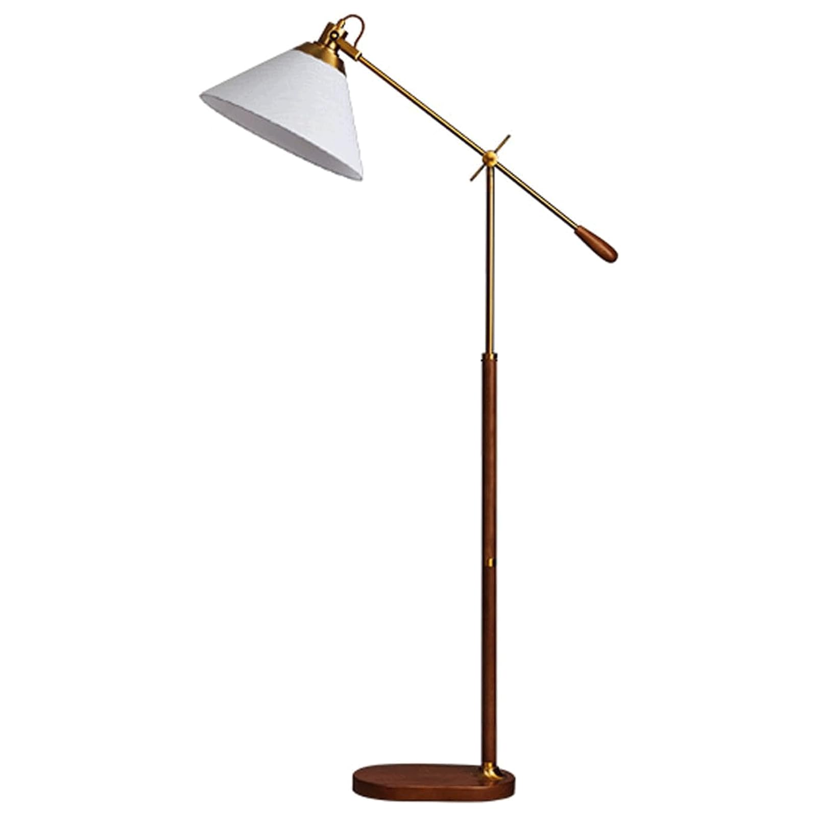 Regulowana lampa stojąca nowoczesna lampa podłogowa z ramieniem obrotowym do salonu lampka do czytania z kloszem z tkaniny i przełącznikiem nożnym