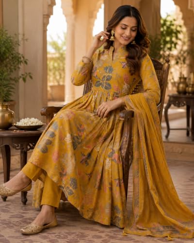 Image of KD Women's Cotton Printed Kurta Set with Pants & Dupatta | Elegant Ethnic Wear for Women | Floral Print |