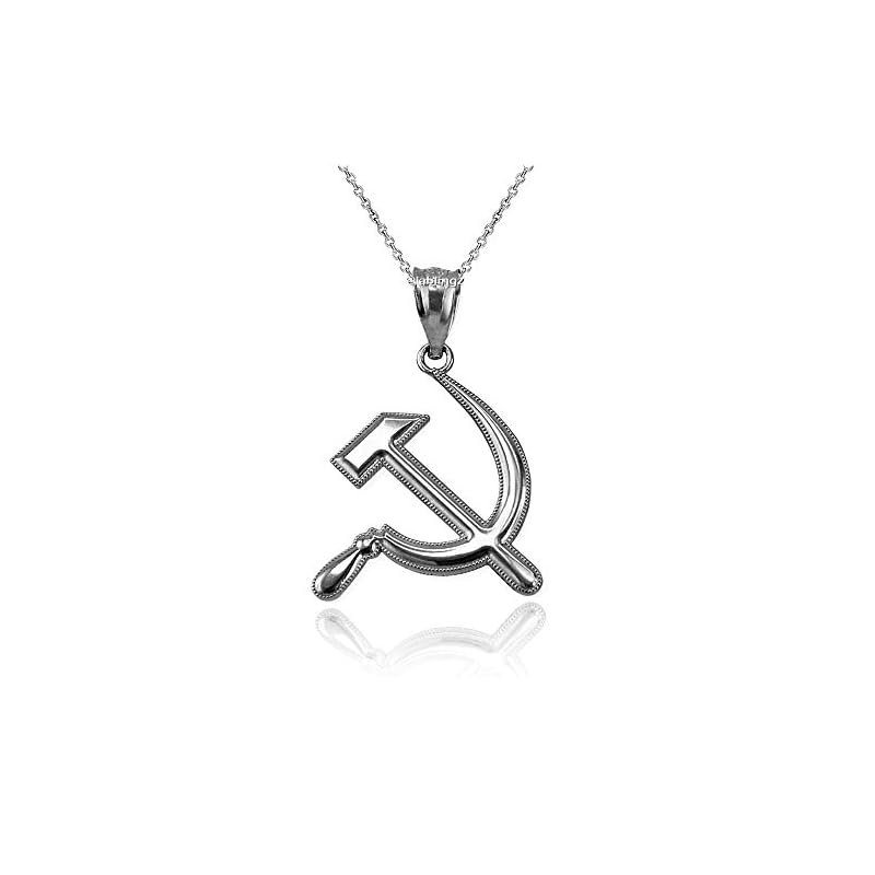 LA BLINGZ Sterling Silver Hammer and Sickle Pendant Necklace (20)