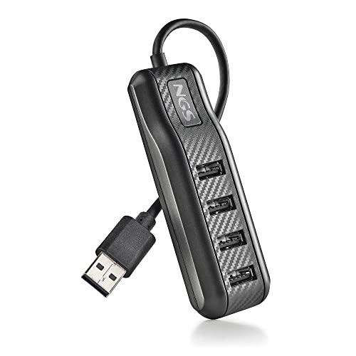 NGS Port 2.0 - Hub USB 2.0 con 4 Puertos - Compatible con Todos los Sistemas Operativos