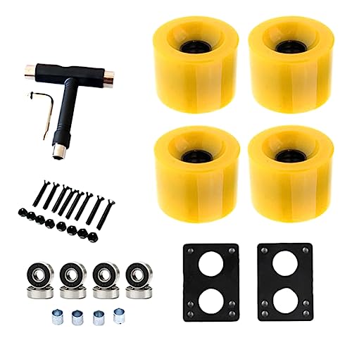 Anlayliay 80A Skateboard Wheels Replacement with Bearings Longboard PU Wheels Cruiser Wheels Street Upgrade Replacement, Yellow
