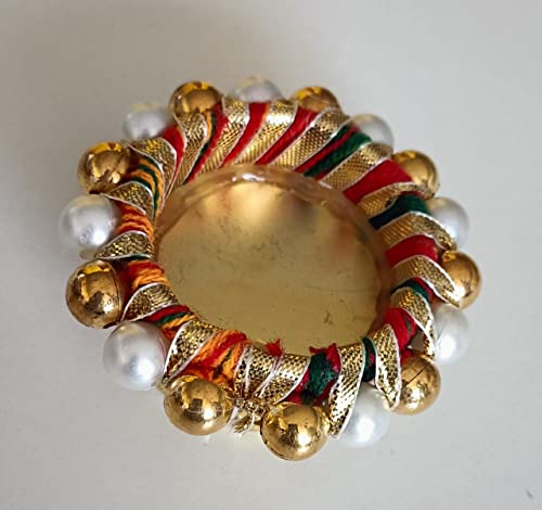 Iram Decorative Diya Tealight Candle Holder/Diwali Diya For Home Decoration Gota Patti Mix Colorful Flower Design Tealight Candle (Big Stone Style) #TOP7