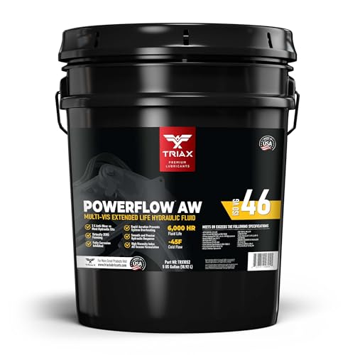 TRIAX Powerflow AW 46 Multi-Viscosity HLP Hydraulic Oil | 6 000 Hour Extended Life | Triple Anti-Wear | True All Season | Pour Point Down to -40F | Virtually Zero Foaming (5 Gallon)