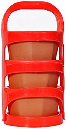 VAGHBHATT Clay Lunch Box, Lunch Box with Air Tight Plastic Lid Leakproof 3 Lunch Box/Kids/OfficeMedium, Brown