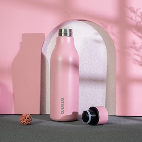 Image of BJPKPK Insulated Water Bottles, 18 oz Stainless Steel Metal Water Bottle with Strap, BPA Free Leak Proof Jugs, Mugs, Flasks, Reusable Thermal Flasks for Sports & Travel, Light Pink