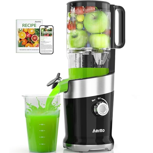 Aeitto Cold Press Juicer, Juicer Machines For Whole Fruits & Vegetables, Large Feed...