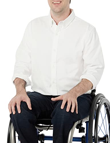 Amazon Essentials Herren Langarm-Hemd aus Stretch-Oxford mit schmaler Passform, Weiß, L