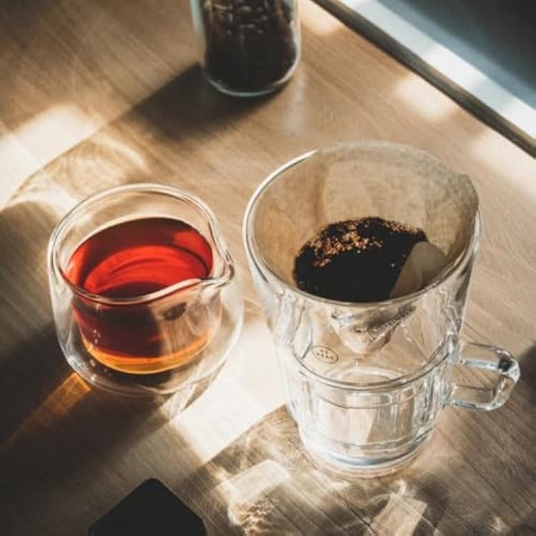HMM Gaze Dripper & Pot - Pour Over Coffee Maker, Brews 1-2 Cups, Double Wall Glass Construction, Aesthetic Helix Design, Essential for Drip Coffee Lovers