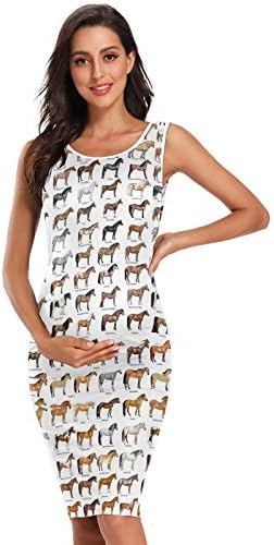 マキシ ロング ワンピース ウマ 動物 柄 New エレガント ノースリーブ コットン ファッション S 2xl 入院 ルームウェア 授乳服 出産準備 母乳育児服 妊婦服 マタニティ 妊娠中 ロングドレス